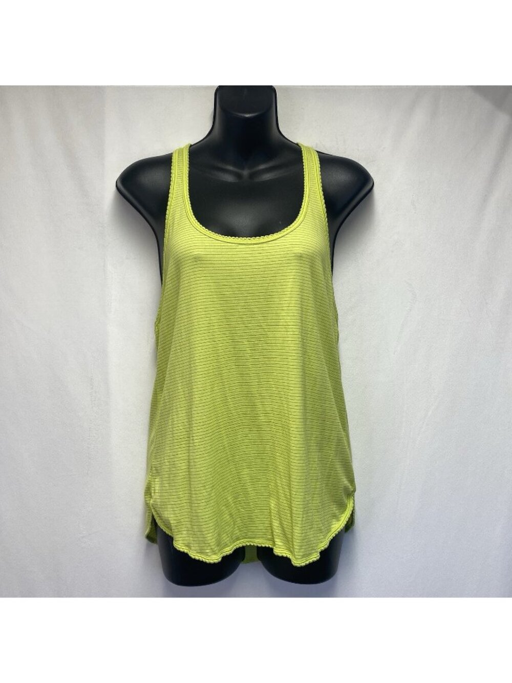Lululemon 105F Singlet Racerback Tank Top Women Size S-M Neon Yellow Striped
